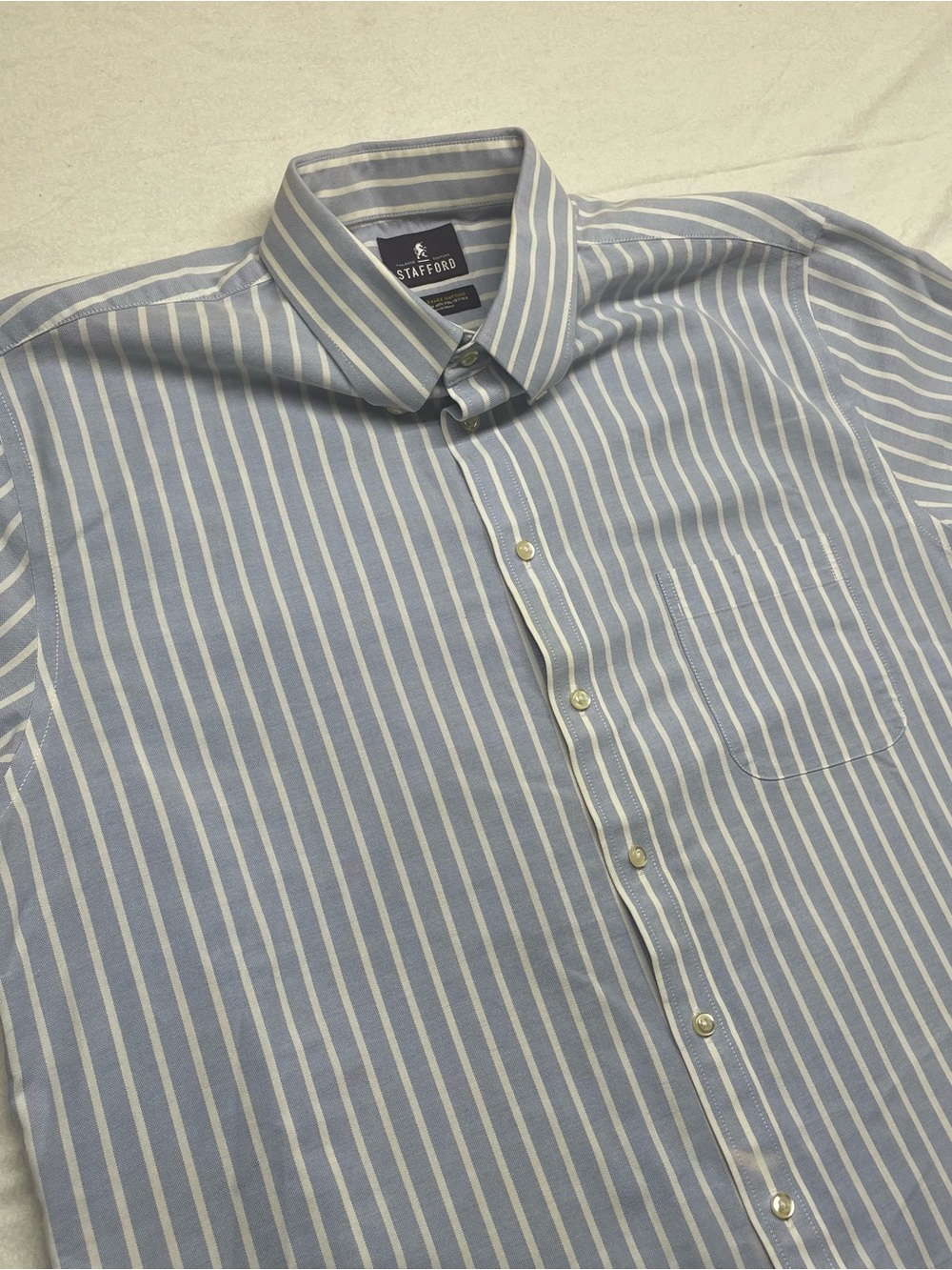 Stafford Blue & White Vertical Stripe Dress Shirt